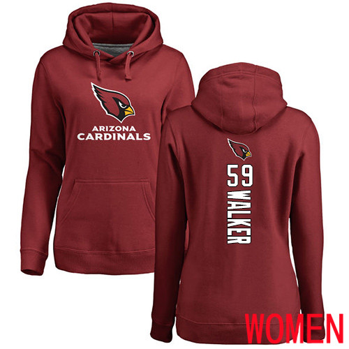 Arizona Cardinals Maroon Women Joe Walker Backer NFL Football #59 Pullover Hoodie Sweatshirts->women nfl jersey->Women Jersey